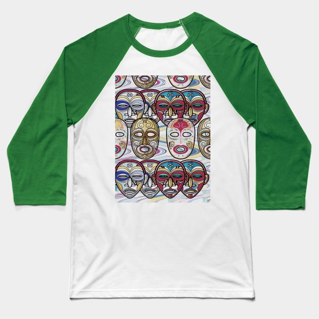 African Masks V3 Baseball T-Shirt by walil designer
